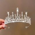 Couronne scintillante en cristal argenté avec strass pour spectacles de filles - Style Argenté (YY-048)