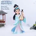 Chinese style girl figurine Zhaojun in blue Hanfu holding a lute resin handicraft - Medium Zhaojun (1060-35)