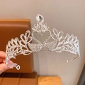 Diadème cœur de cygne en argent avec cristaux scintillants et pierre goutte pour filles - Style Argenté (YY-069)