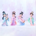 Set of four cute miniature Hanfu girl figurines in pastel colors for home decor - Four Beauties Small Set