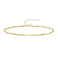 Goldenes Gliederkettenarmband mit kleinen Perlen und Karabinerverschluss für Damen - Goldene Satellitenkette