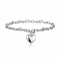 Minimalist silver paperclip link chain bracelet featuring a polished heart pendant - Silver Cable Link Heart Style