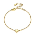Minimalist S925 sterling silver heart charm paperclip bracelet in a luxury gold finish - Gold Heart S925 Pendant Style