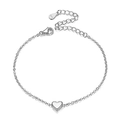 Polished silver S925 sterling silver chain bracelet featuring a solid heart pendant - Silver Heart S925 Pendant Style
