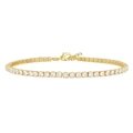 Elegant gold tennis bracelet featuring round brilliant-cut zircons and a lobster clasp - Gold Tennis Bracelet Style