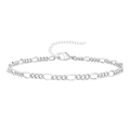 Silver Figaro link chain bracelet with lobster clasp and adjustable extension link - Silver Figaro Chain Style