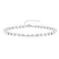 Polished silver beaded bracelet with lobster clasp and adjustable extension chain - Silver with Beads