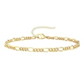 Minimalist gold Figaro link chain bracelet with lobster clasp and adjustable extender - Gold Figaro Chain Style
