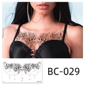 BC-029 temporary tattoo sticker featuring black rose flowers with hanging bead jewelry - Rose Floral Style(BC-029) / 240x138mm