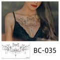 Elegant BC-035 bow and vine floral temporary tattoo for chest and body decoration - European Vintage Style(BC-035) / 240x138mm