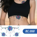 Temporary tattoo variant BC-068 featuring blue and purple floral mandala patterns - BC-068 (Floral Tattoo Sticker)