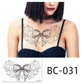 BC-031 colorful body tattoo sticker with lace bow and lotus flower for chest or back - Bow Lotus Style (BC-031) / 240x138mm