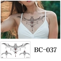 Temporary tattoo sticker BC-037 with black and red bohemian geometric chest patterns - Geometric Jewelry Style(BC-037) / 240x138mm