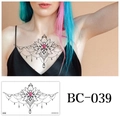 Mandala lotus temporary tattoo sticker BC-039 with black lines and pink gemstone detail - Mandala Lotus Style(BC-039) / 240x138mm
