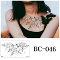BC-046 Sexy floral temporary tattoo sticker with black rose and bead design for women - Peony Floral Style(BC-046) / 240x138mm