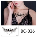 Tatuaje temporal de flor y luna con cadenas de perlas colgantes diseño BC-026 - Estilo Luna Floral(BC-026) / 240x138mm