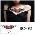 BC-051 Large body tattoo sticker with red roses and celestial bohemian patterns - Red Rose Style(BC-051) / 240x138mm