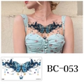 Blue butterfly temporary tattoo sticker for chest with delicate decorative line patterns - Blue Butterfly Style(BC-053) / 240x138mm