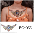 Waterproof temporary tattoo BC-055 with colorful symmetrical gem and flower patterns - Gemstone Floral Style(BC-055) / 240x138mm