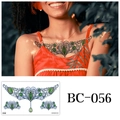 BC-056 ornate green gem and filigree temporary tattoo for chest and collarbone area - Vines Floral Style(BC-056) / 240x138mm