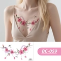 Pink floral temporary tattoo BC-059 with birds and beads for women chest and arm - BC-059 (Floral Tattoo Sticker)