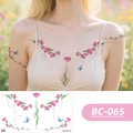 Floral vine temporary tattoo with blue butterfly and I love you text, style BC-065 - BC-065 (Floral Tattoo Sticker)