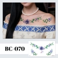 BC-070 floral temporary tattoo featuring elegant purple flowers for collarbone and chest - BC-070 (Floral Tattoo Sticker)