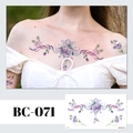 BC-071 Temporary tattoo sticker featuring purple watercolor mandala flowers for chest - BC-071 (Floral Tattoo Sticker)