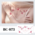 Pink cherry blossom temporary tattoo stickers with beaded chain patterns, model BC-073 - BC-073 (Floral Tattoo Sticker)
