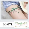 Colorful temporary tattoo with clover and butterfly patterns for legs and body art - BC-074 (Floral Tattoo Sticker)
