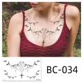 Waterproof temporary tattoo BC-034 featuring birds, heart, and cross for chest and body - Flying Birds Cross Style(BC-034) / 240x138mm