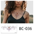 Temporary tattoo sticker BC-036 featuring fantasy red gem and purple scrollwork designs - Gemstone Scroll Style(BC-036) / 240x138mm