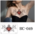 Colorful unicorn tattoo sticker with red heart gem design for chest and arms, item BC-049 - Unicorn Style(BC-049) / 240x138mm