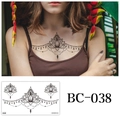 BC-038 temporary tattoo featuring black mandala lotus and pendant design on skin - Lotus Pendant Style(BC-038) / 240x138mm