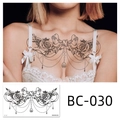 Floral butterfly temporary tattoo BC-030 with rose and jewelry tassel design - Rose Bow Style(BC-030) / 240x138mm