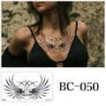 Gothic skull and wing temporary tattoo BC-050 with dark black and purple details - Gothic Skull Style(BC-050) / 240x138mm