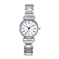 Detailed macro view of retro silver quartz watch featuring classic Roman numeral dial - Silver White Dial Roman Numerals