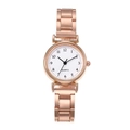 Elegant rose gold women's quartz watch featuring a minimalist white dial and metal strap - Rose Gold White