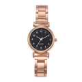 Elegant rose gold women's quartz watch with minimalist black dial and Arabic numbers - Rose Gold Black Face