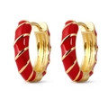 Aros dorados de esmalte rojo con textura espiral dinámica para mujer - Rojo (DLE217-KD)