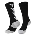 Detailed knit texture of mid-calf football socks with non-slip grips and reinforced heel - Anti-slip Grips / Black