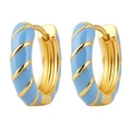 Pendientes de aro dorados a la moda con esmalte azul y textura de cuerda trenzada - Azul (DLE217-KB)