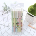 Pastel color 6-piece retractable gel pen set with cute cartoon illustrations in a pouch - 0.5mm Bullet Tip / Tea Girl 6-pack