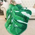 Creative green monstera leaf shaped flannel blanket for home sofa and nap use - Monstera Green Leaf Style 1 (Style 1) / 100x150cm