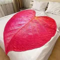Red leaf-shaped flannel blanket with realistic vein texture on white bedding - Red Heart Shaped Leaf Style 3 (Style 3) / 100x150cm