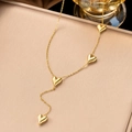 Chic 18K gold plated Y-shaped necklace with three-dimensional heart pendants - XLH1017 Pointed Heart Tassel / Gold