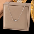 Polished silver titanium steel knot necklace presented in a premium luxury gift box - XLH1142 Knot / Steel