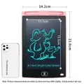 Pink 8.5 inch LCD writing tablet for kids with stylus and elephant drawing design - 8.5 Inches / Economic Monochrome Style / Pink