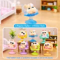 Miniature flocked cat figurines on colorful chairs, 6 regular plus 1 hidden style - Hm211 Chair Happy Box 6 / Full Box Set