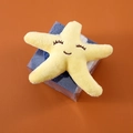 Cute yellow starfish microfiber hanging hand towel with embroidered smiling face for kids - Star Style / Style in Gift Presentation / Yellow